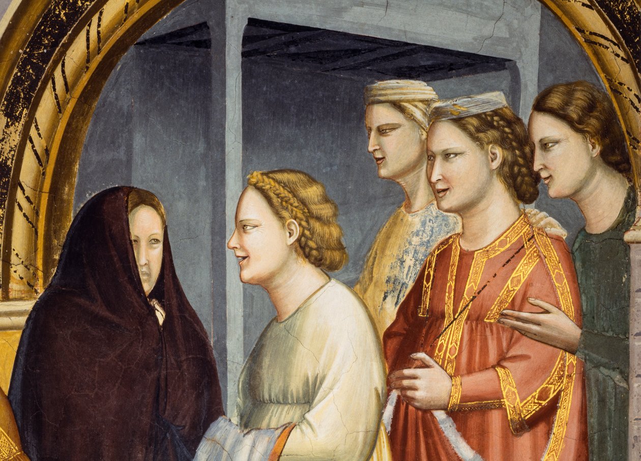 Setkání u Zlaté brány, asi 1305 (freska) Brána v Jeruzalémě, detail, asi 1305 (freska) od Giotto (c.1266 1337)