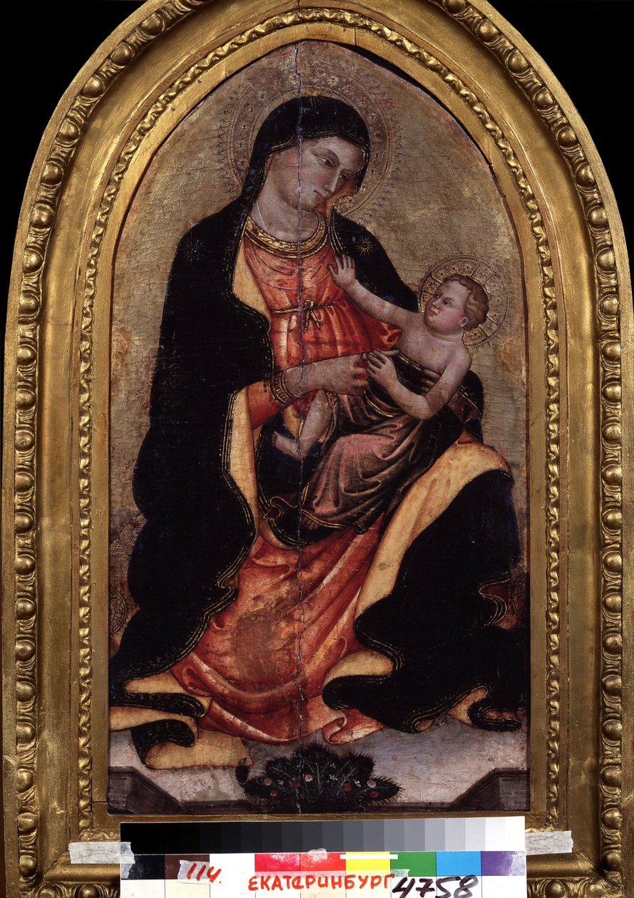 ""Panna a dítě"" (Panna a dítě). Obraz Giotto di Bondone (1267-1337). Distemper na dřevě. Národní muzeum výtvarných umění, Jekatěrinburg (nebo Jekatěrinburg). Rusko od Giotto (c.1266 1337)