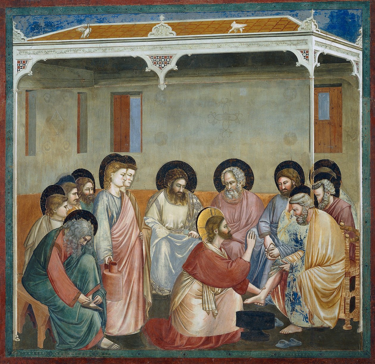 Mytí nohou, detail ze Života a Umučení Krista, Giotto od Giotto (c.1266 1337)