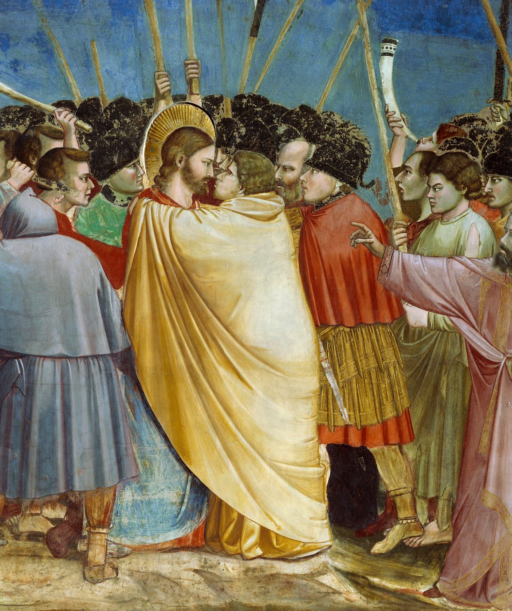 Jidášův polibek, detail ze života a umučení Krista, od Giotta od Giotto (c.1266 1337)