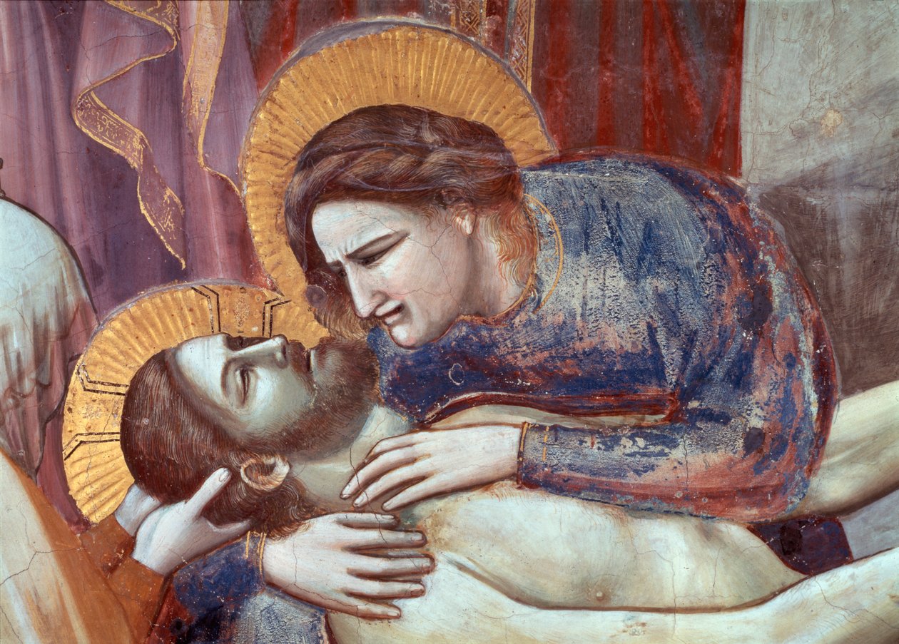 Oplakávání Krista, detail panny (Freska od Giotto (c.1266 1337)