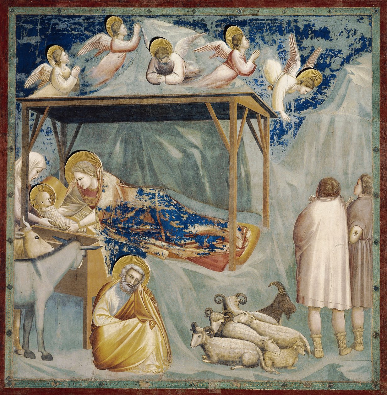 Narození Páně od Giotta (1267-1337), detail z cyklu fresek Život a Umučení Krista od Giotto (c.1266 1337)