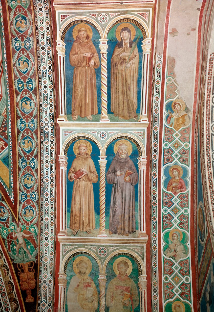 Zastoupení svatých Františka z Assisi, svaté Kláry, sv. Benedikta a sv. Antonína Paduánského (Freska od Giotto (c.1266 1337)