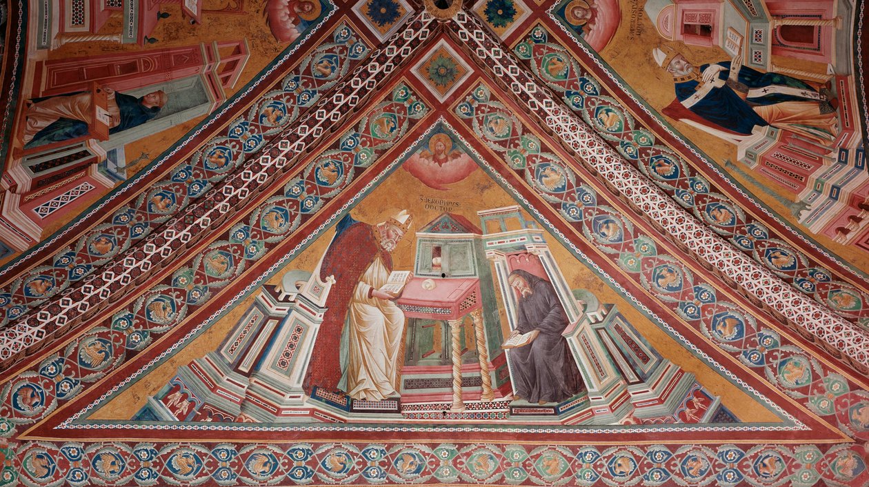 Doktoři církve: Svatý Jeroným (freska od Giotto (c.1266 1337)