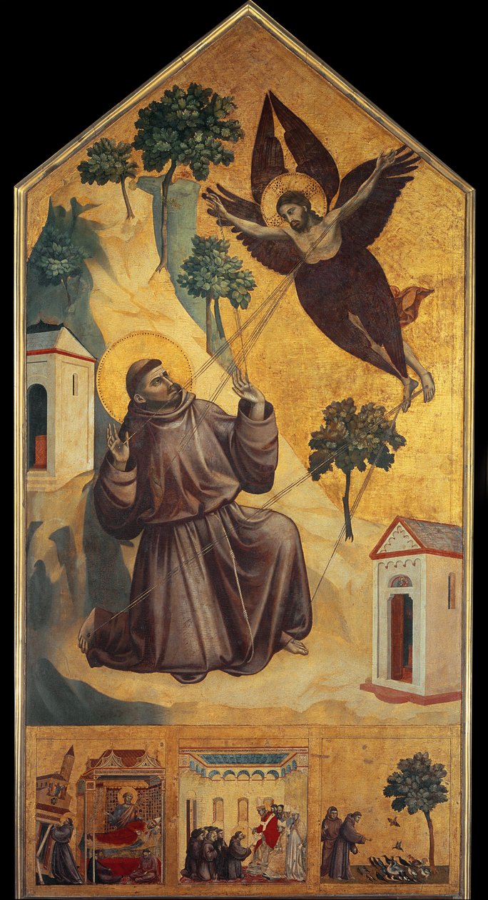 Stigmata sv. Františka - Tempera na dřevě, cca 1295-1300 od Giotto (c.1266 1337)