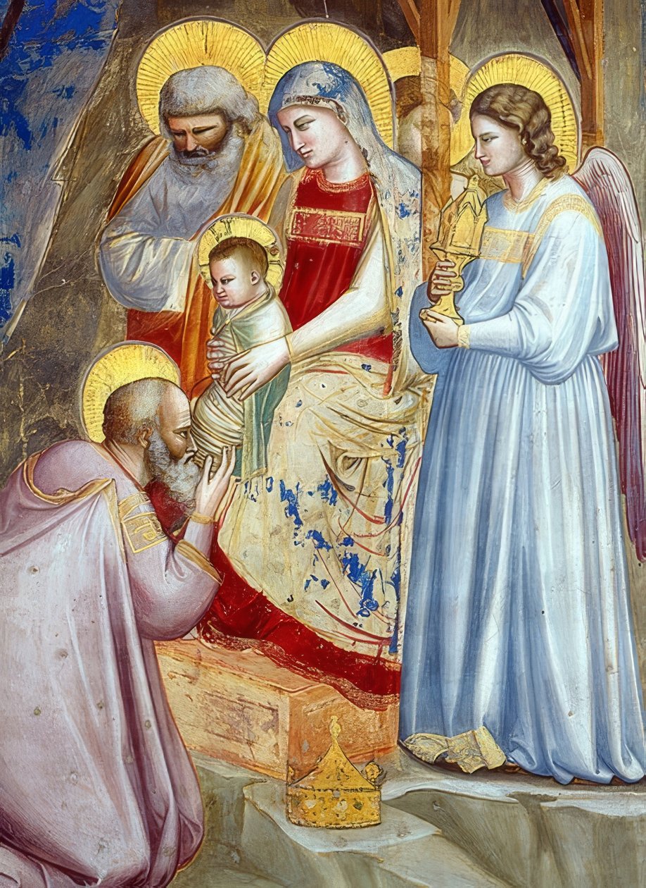 Klanění tří králů. Detail. 1305 od Giotto di Bondone