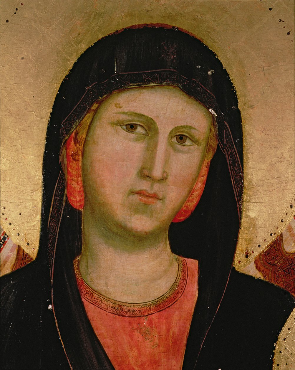 Madonna, od Madony a trůnícího dítěte detail 66535 viz také 66536, 66538 & 66539 oltářní obraz od Giotto di Bondone