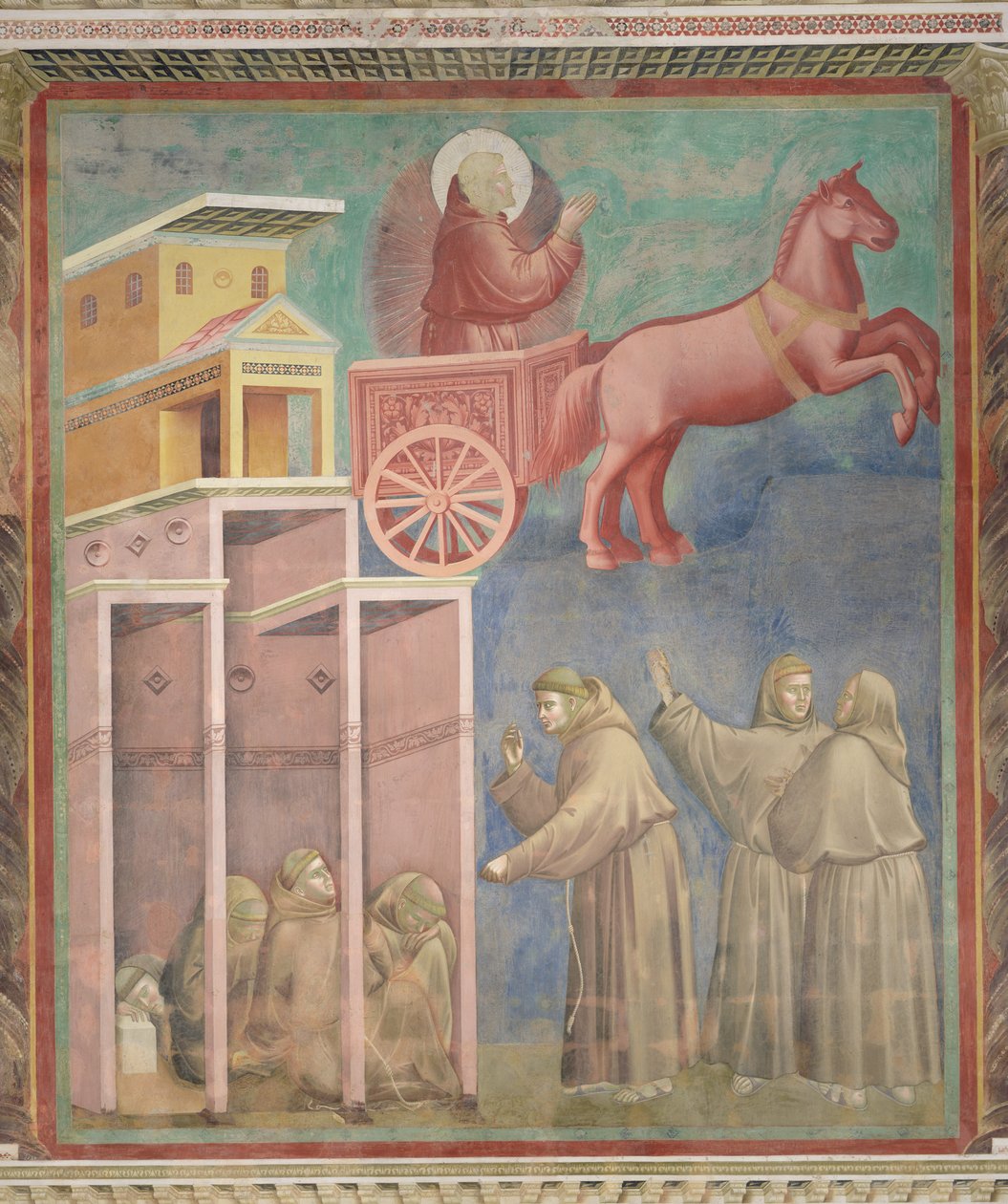 Sv. František se zjevuje svým společníkům v ohnivém voze, 1296-97 od Giotto di Bondone