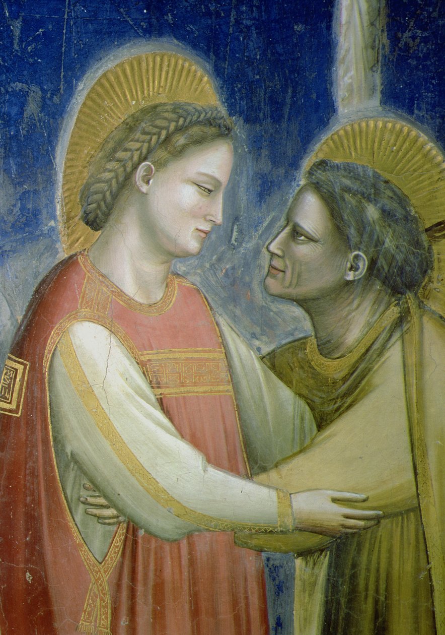 Navštívení, detail Panny objímající sv. Alžbětu, c.1305 detail fresky z roku 102753 od Giotto di Bondone