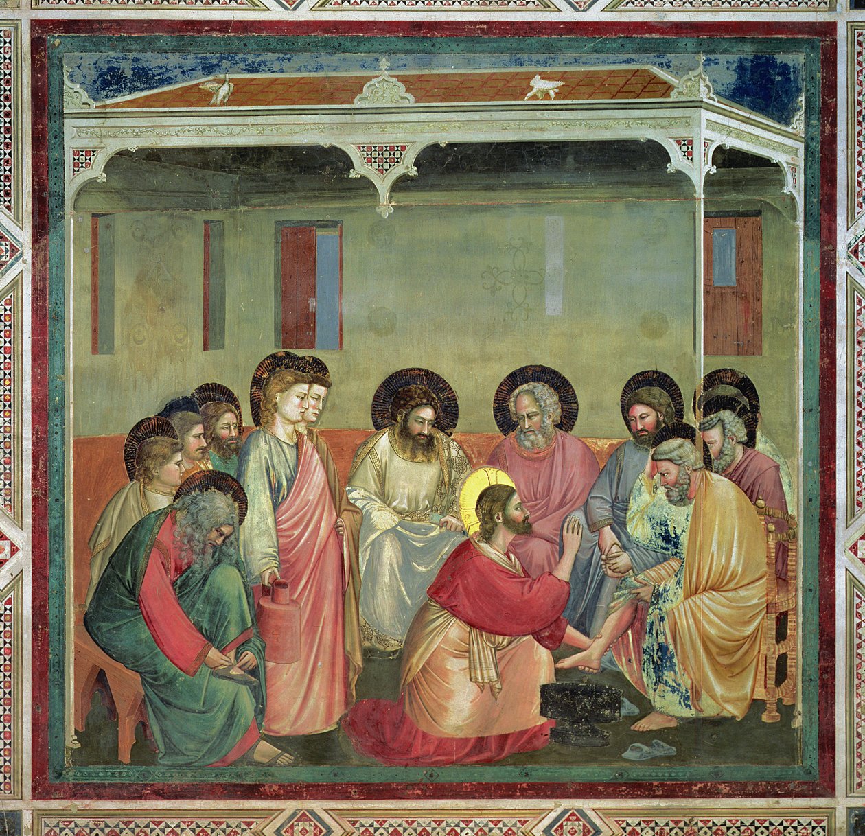 Christ Washing the Disciples Feet, c.1305 (po restaurování) (viz také 65194) od Giotto di Bondone