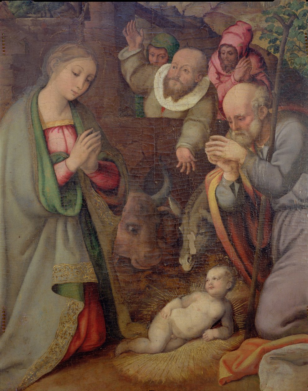 Narození Páně, detail z polyptychu (viz 135219) od Giovan Filippo Crescuolo