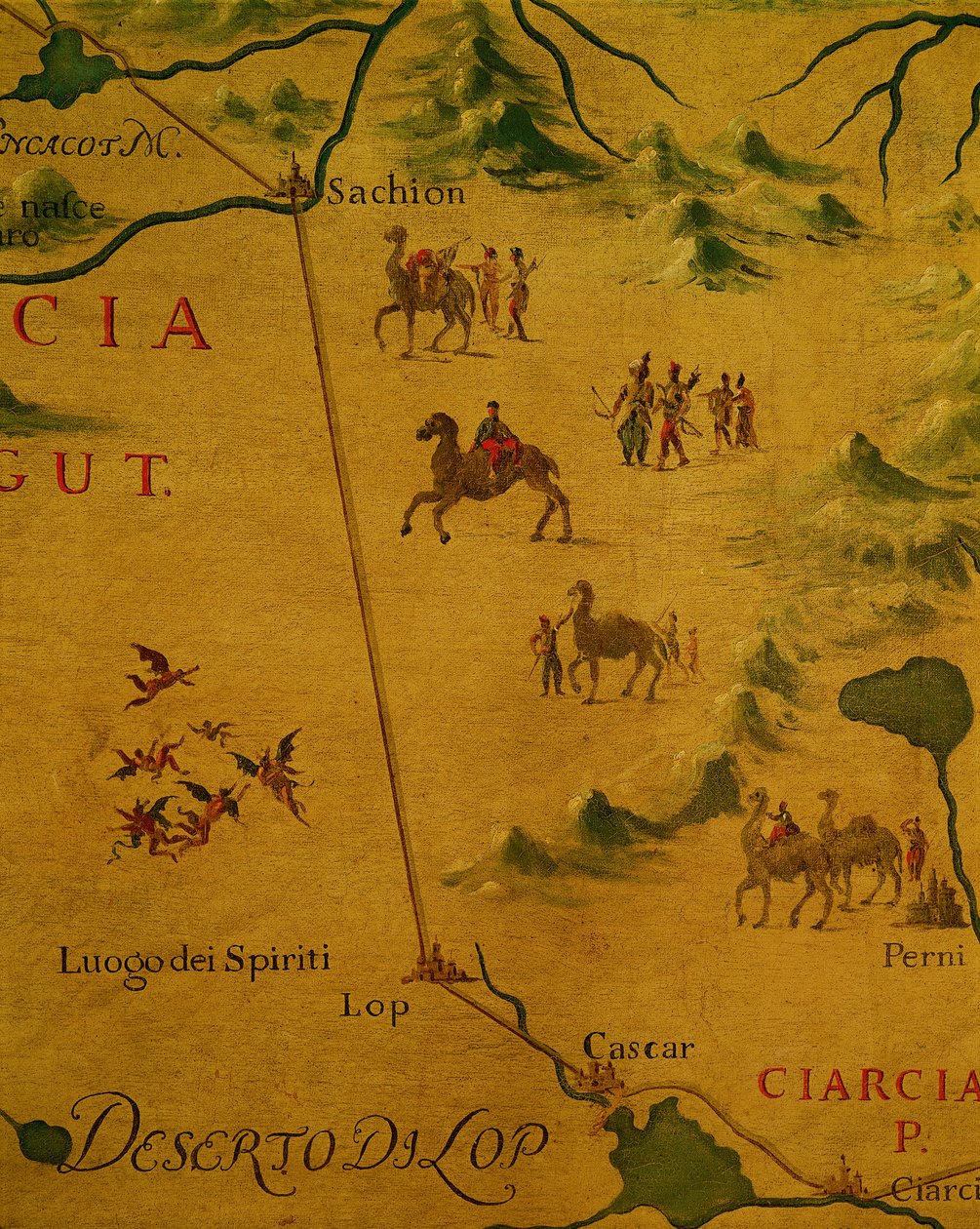 Lopská poušť a domov duchů a strašidel, jak je prošel Marco Polo od Giovan Battista Ramusio