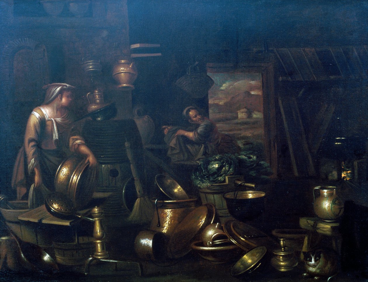 Uvnitř kuchyně, Gian Domenico Valentino (1630-1708) od Giovan Domenico Valentino