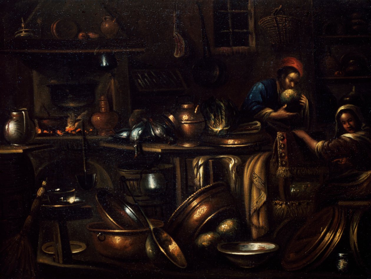 Interiér kuchyně, obraz Gian Domenico Valentino (1639-1715), Itálie od Giovan Domenico Valentino