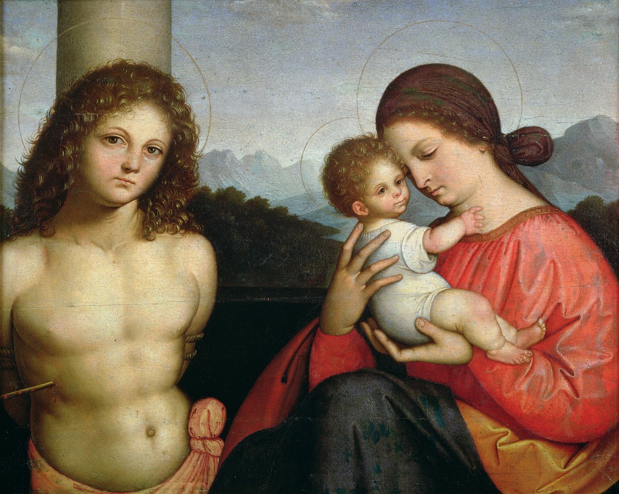 Madona s dítětem se svatým Šebestiánem (panel) od Giovanni Agostino da Lodi