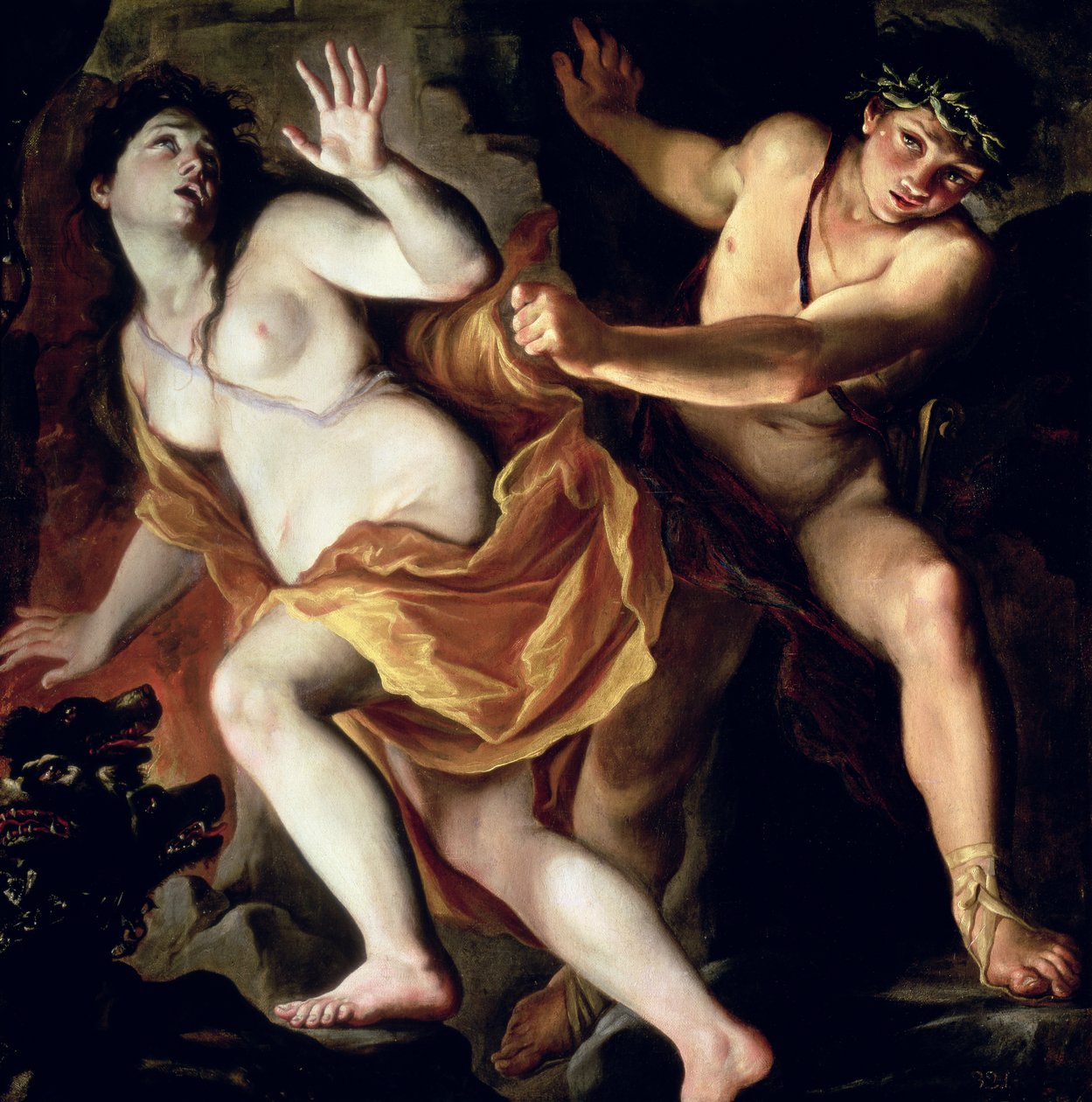 Orfeus a Eurydika, 1695-1705 od Giovanni Antonio Burrini or Burino
