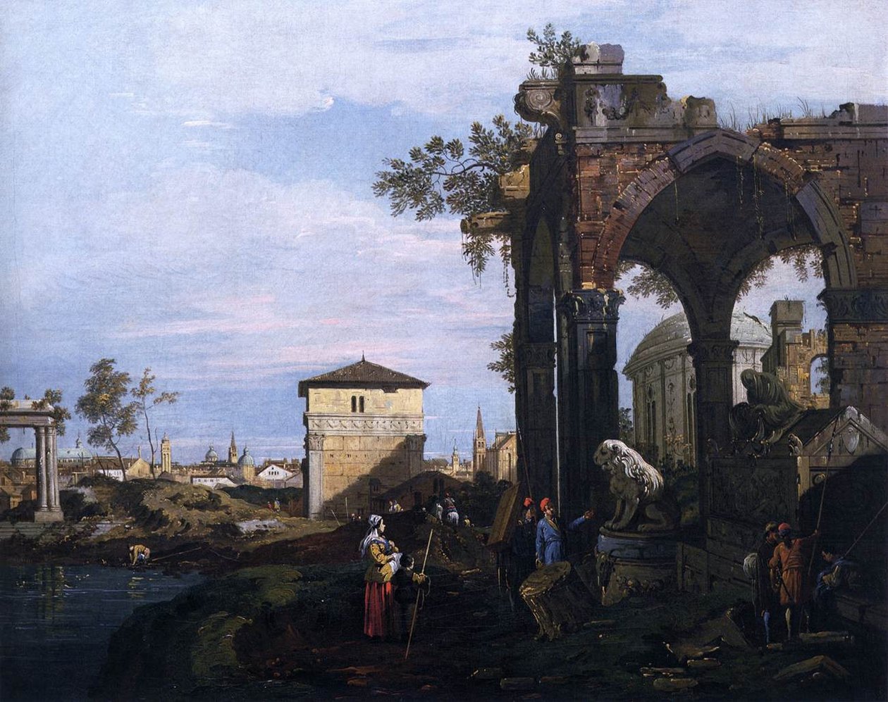 Capriccio se zříceninami a Porta Portello, Padova od Giovanni Antonio Canal