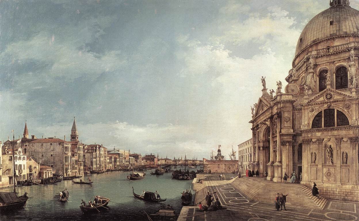 Vstup na Grand Canal; Při pohledu na východ od Giovanni Antonio Canal