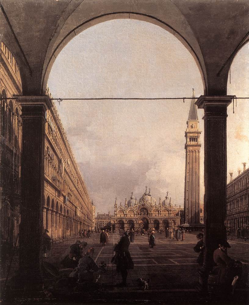 Piazza San Marco Pohled na východ ze severozápadního rohu od Giovanni Antonio Canal