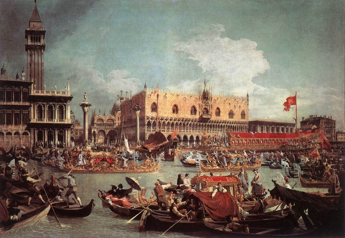 The Bucintoro Returning to the Molo on Ascension Day od Giovanni Antonio Canal
