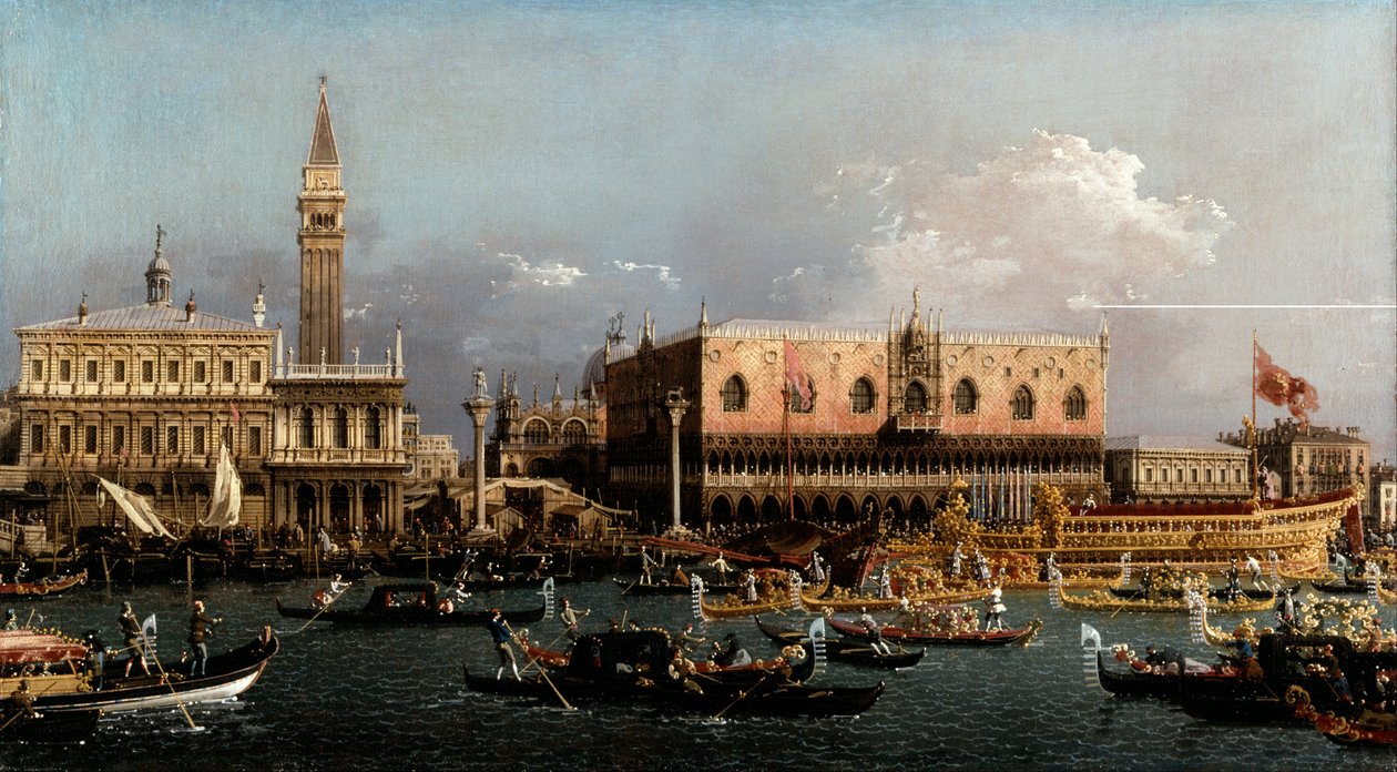 The Bucintoro at the Molo on Ascension Day od Giovanni Antonio Canal