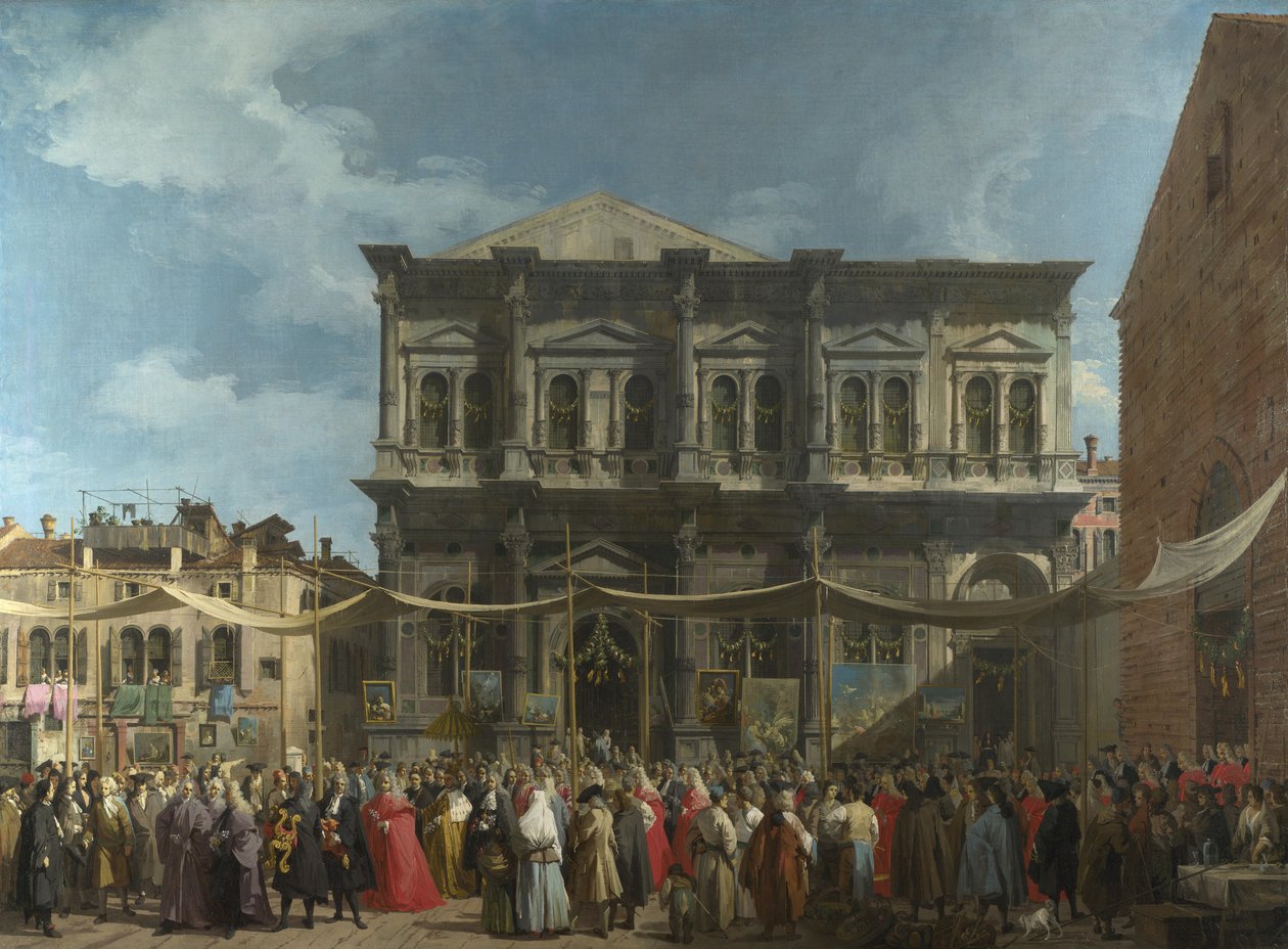 Dóže na návštěvě kostela a školy San Rocco, cca 1735 od Giovanni Antonio Canal