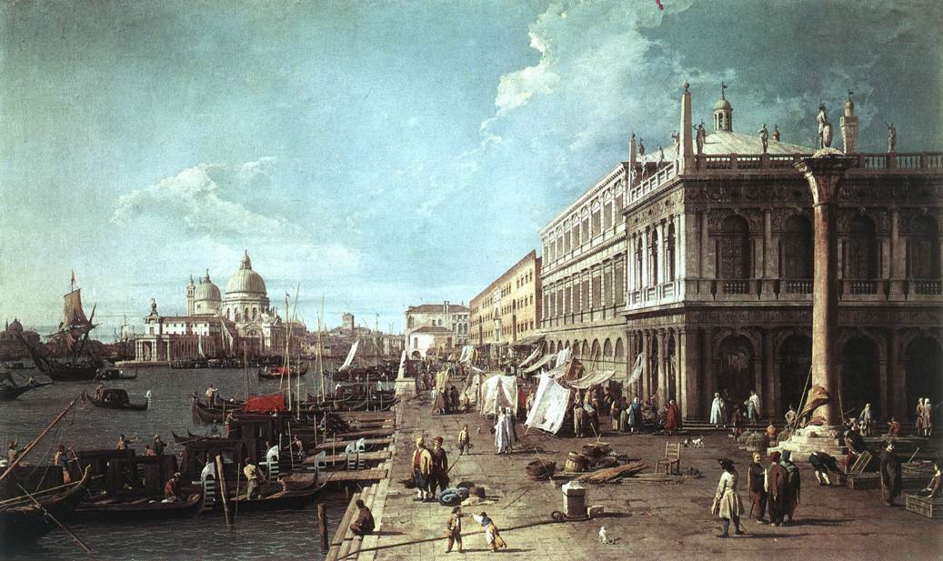 Molo s knihovnou a vchodem na Grand Canal od Giovanni Antonio Canal