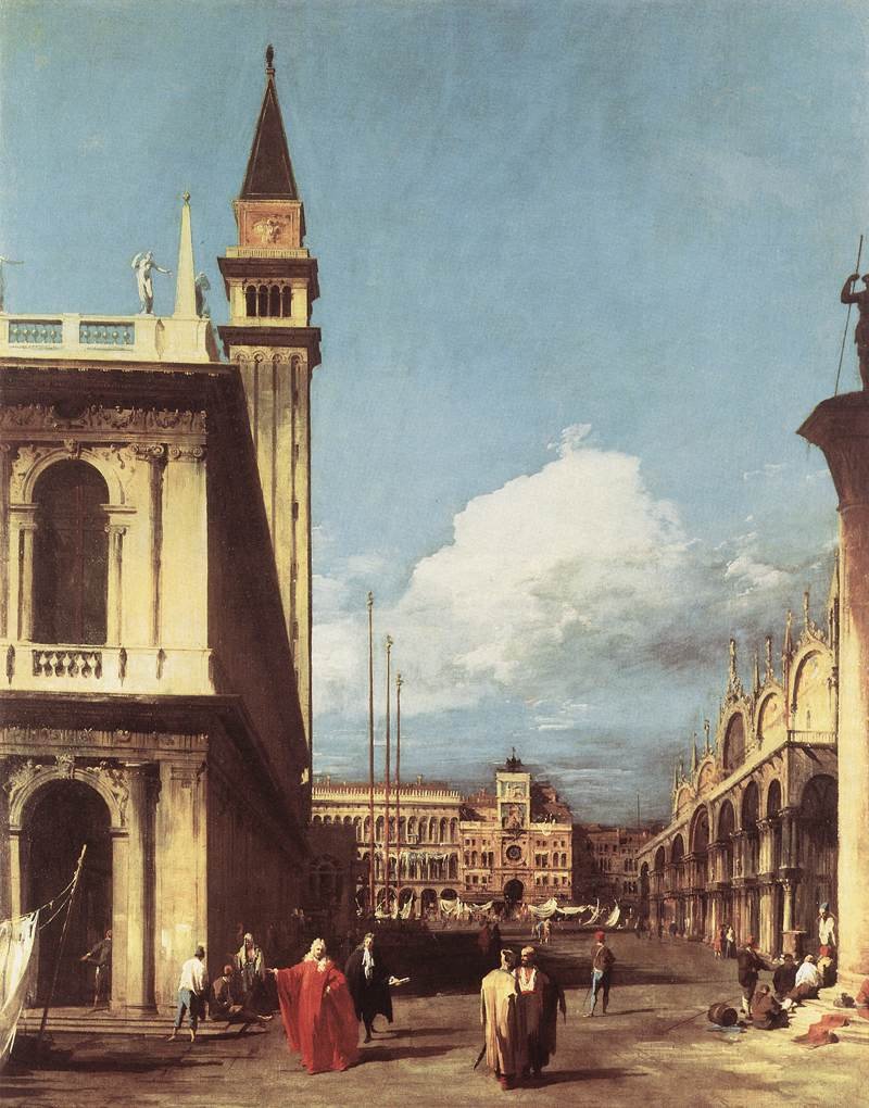 Piazzetta, při pohledu směrem k hodinové věži od Giovanni Antonio Canal