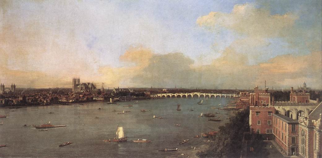 Řeka Temže při pohledu směrem na Westminster z Lambeth od Giovanni Antonio Canal