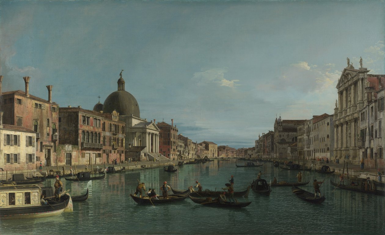 Benátky- Velký kanál se S. Simeone Piccolo od Giovanni Antonio Canal