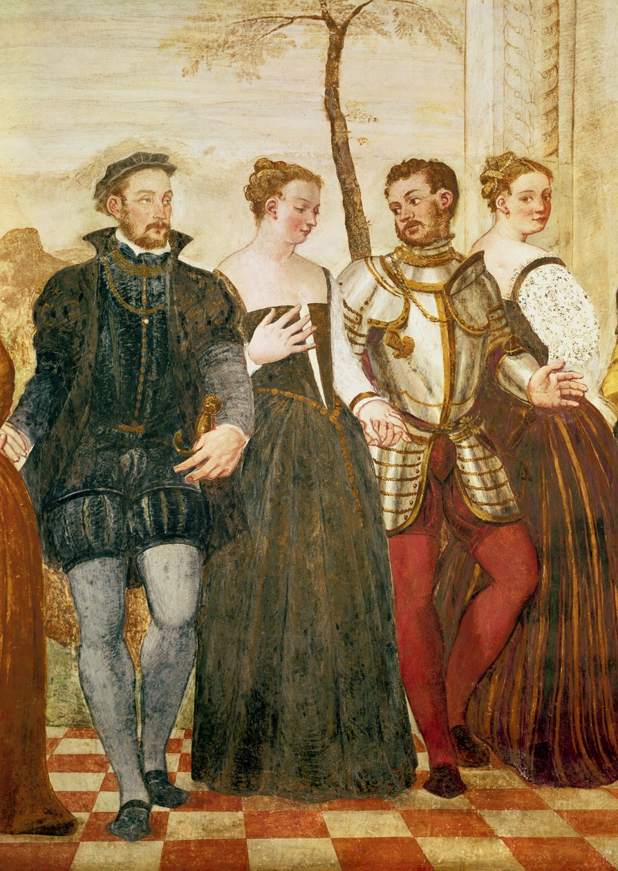 Pozvánka do tance, detail ústřední skupiny, 1570 (detail 20000) od Giovanni Antonio Fasolo