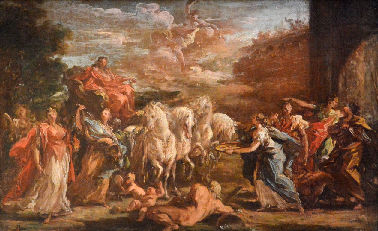 Triumfální vstup do Düsseldorfu od prince Johanna Wilhelma von der Pfalze, falckého kurfiřta od Giovanni Antonio Pellegrini