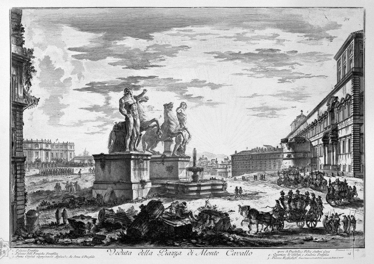 Pohled na náměstí Monte Cavallo od Giovanni Battista Piranesi