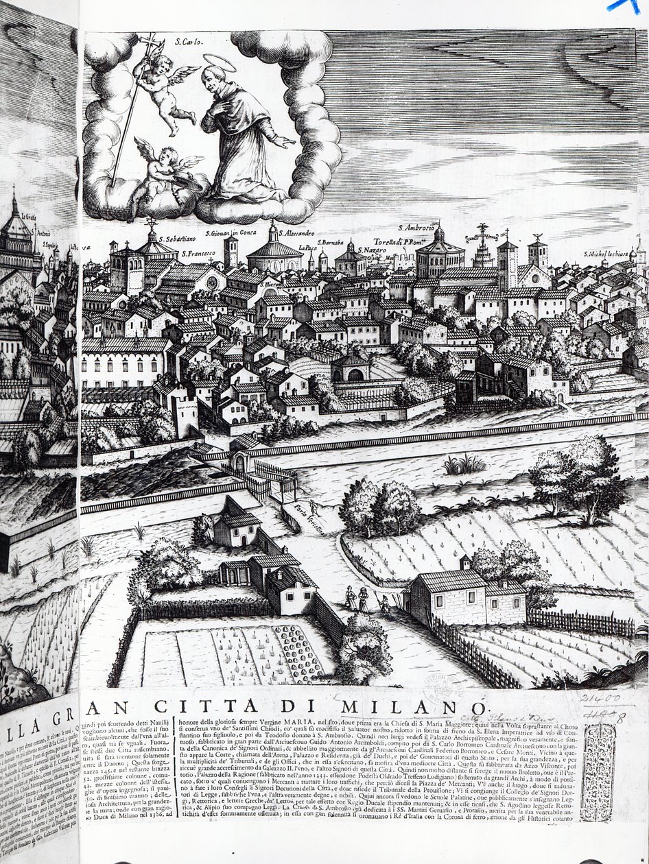 Výřez z mapy Milána, 1640 od Giovanni Battista Bonacina