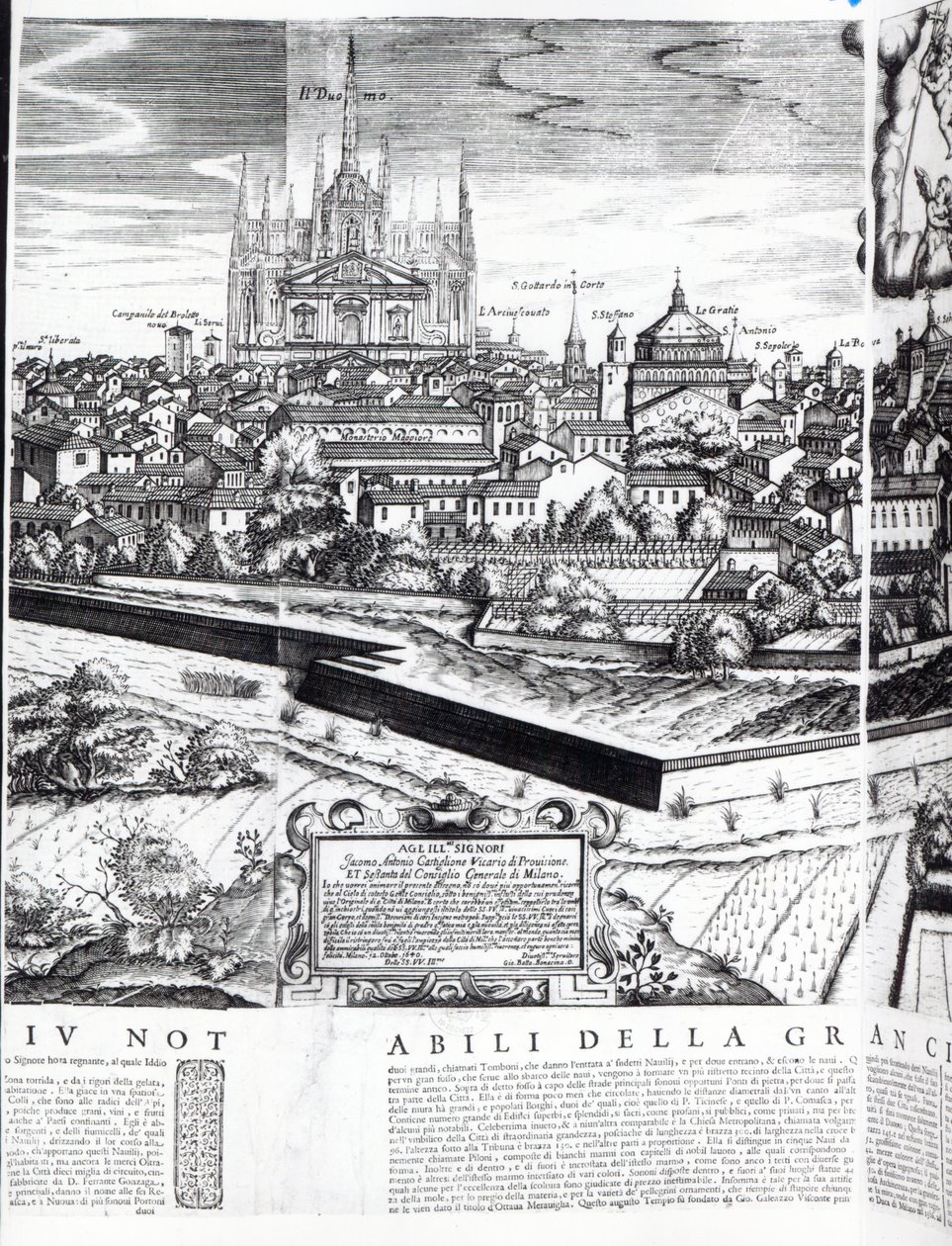 Část mapy Milána, 1640 od Giovanni Battista Bonacina