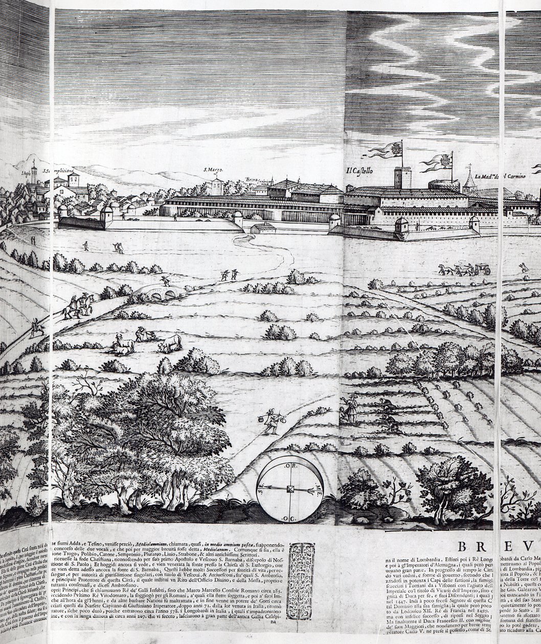 Výřez z mapy Milána, 1640 od Giovanni Battista Bonacina