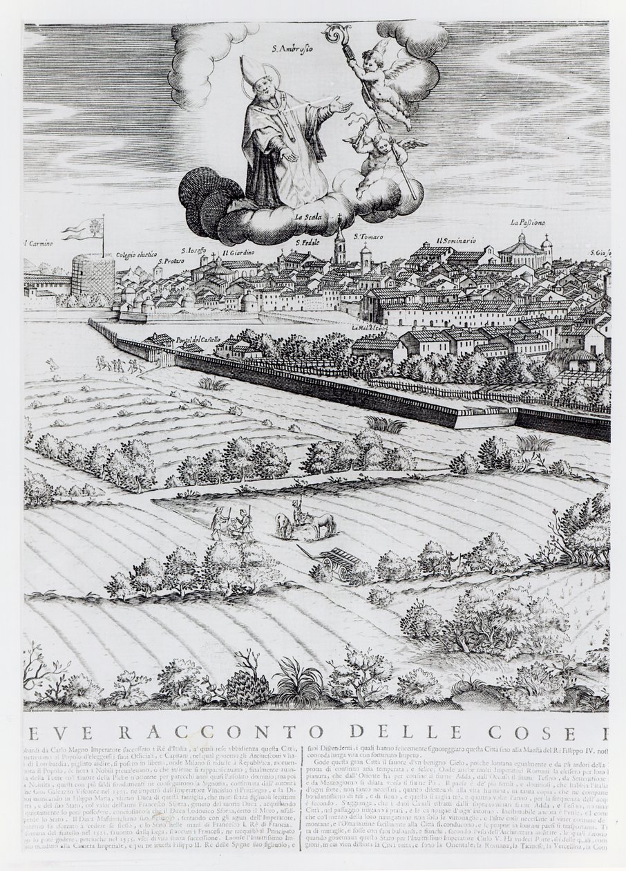 Výřez z mapy Milána, 1640 od Giovanni Battista Bonacina