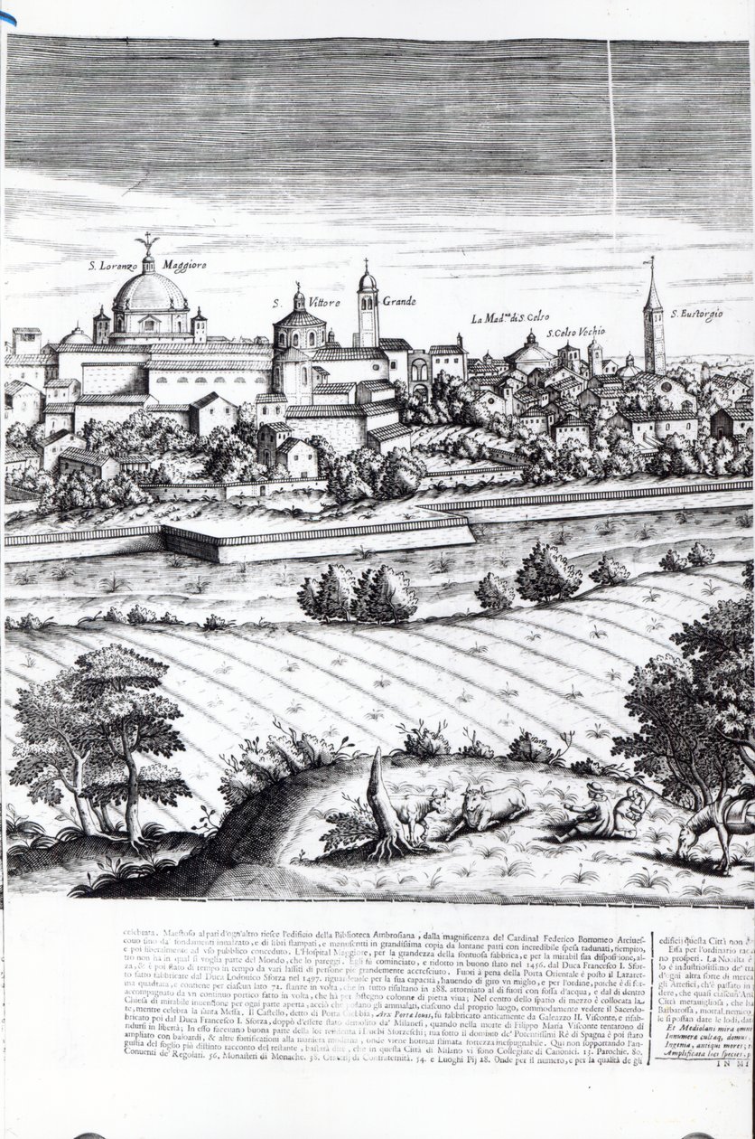 Část mapy Milána, 1640 od Giovanni Battista Bonacina