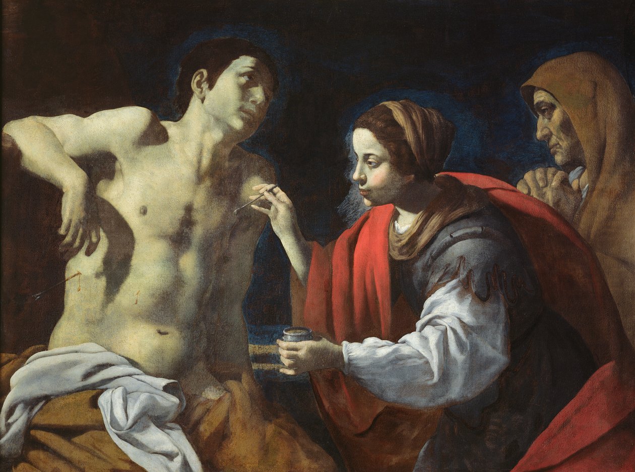 Sv. Šebestián Ošetřuje sv. Irene od Giovanni Battista Caracciolo