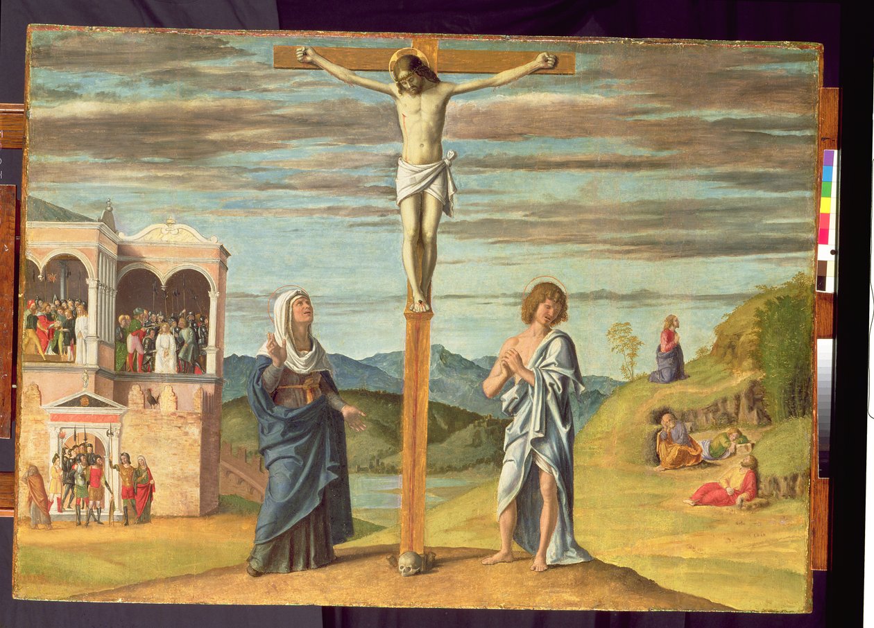 Kristus na kříži s Pannou Marií a sv. Janem Evangelistou (tempera na panelu) od Giovanni Battista Cima da Conegliano