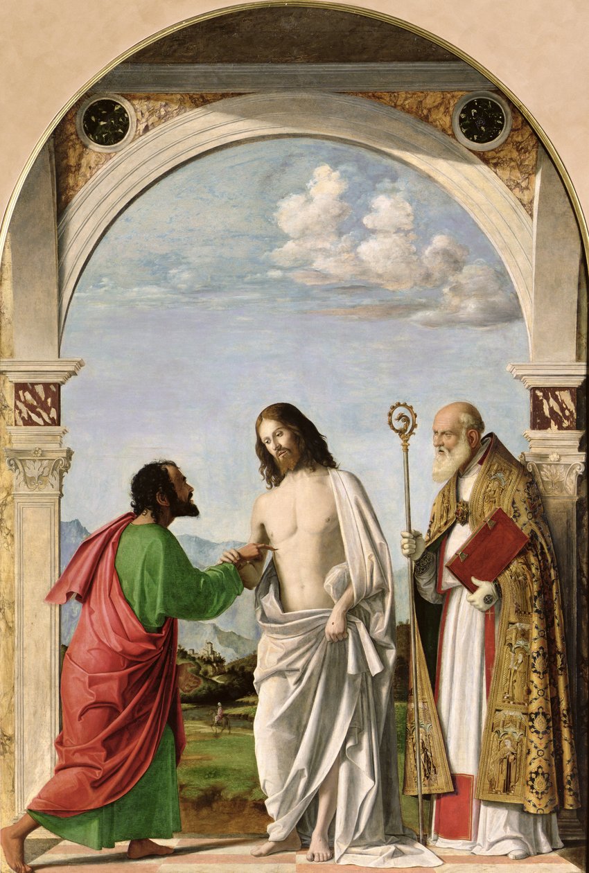 Pochybující Tomáš se sv. Magnusem, kolem 1504-05 od Giovanni Battista Cima da Conegliano