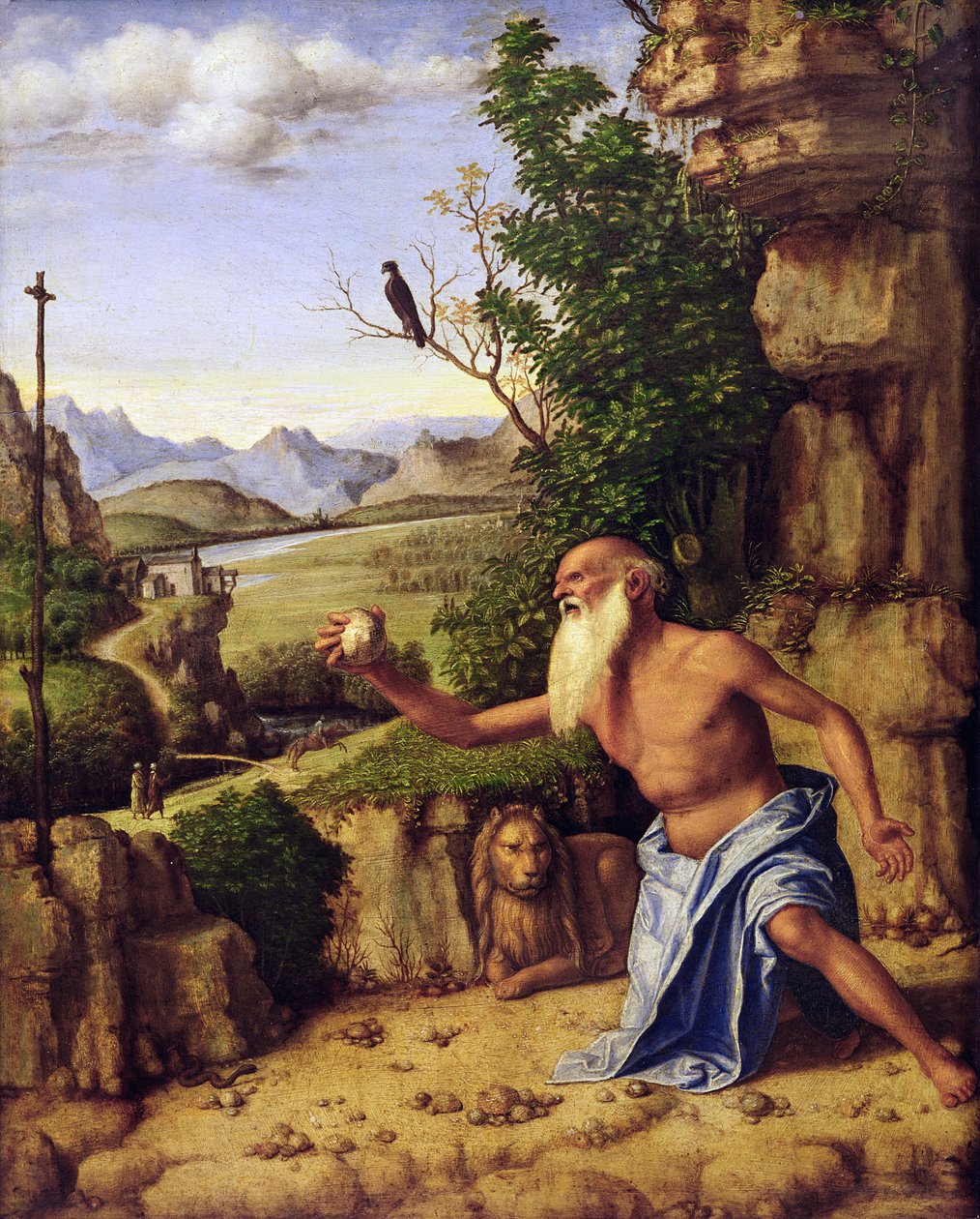Svatý Jeroným v krajině, cca 1500-10 (olej na dřevě) od Giovanni Battista Cima da Conegliano