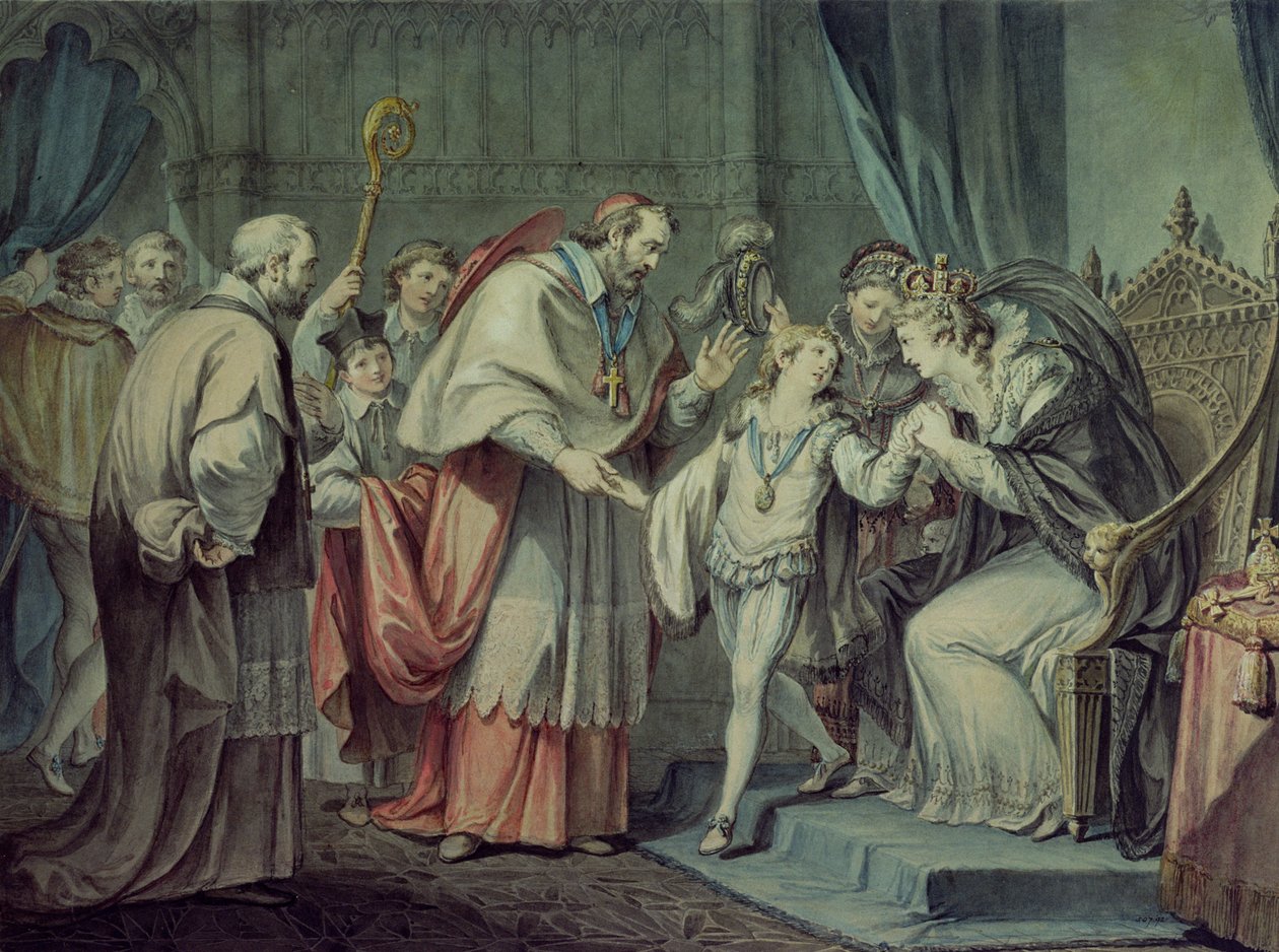Richard, vévoda z Yorku, se loučí se svou matkou, Elizabeth Woodville, v Sanctuary, Westminster od Giovanni Battista Cipriani