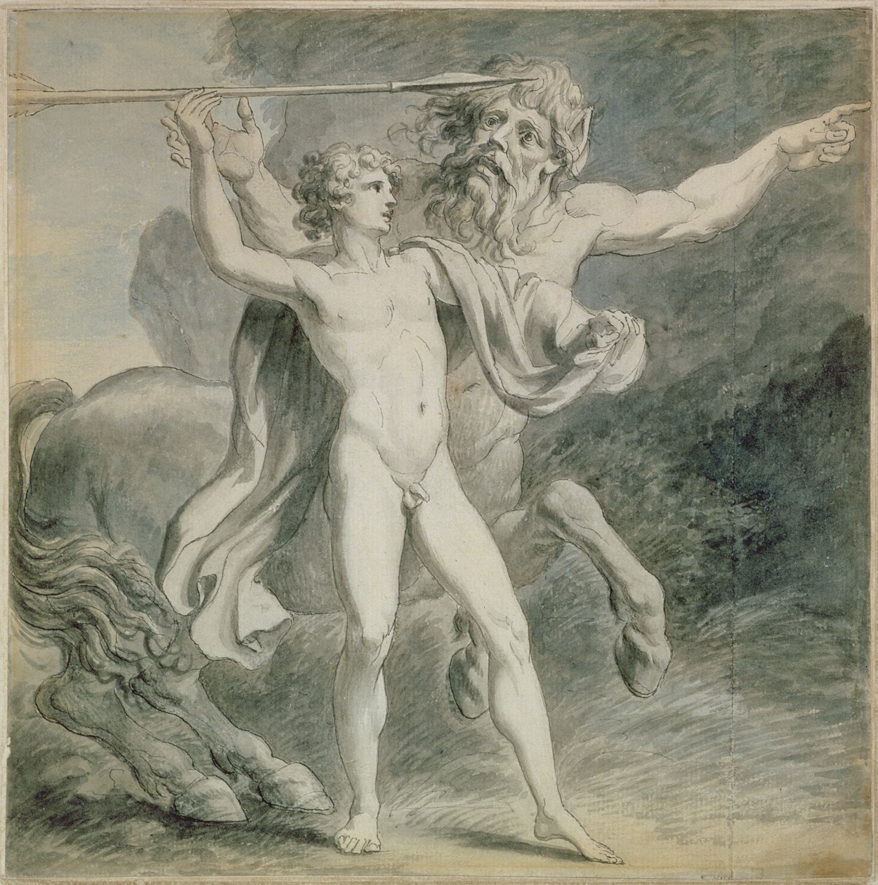 Vzdělání Achilla, 1776 (pero a inkoust s šedým lavírováním na papíře) od Giovanni Battista Cipriani