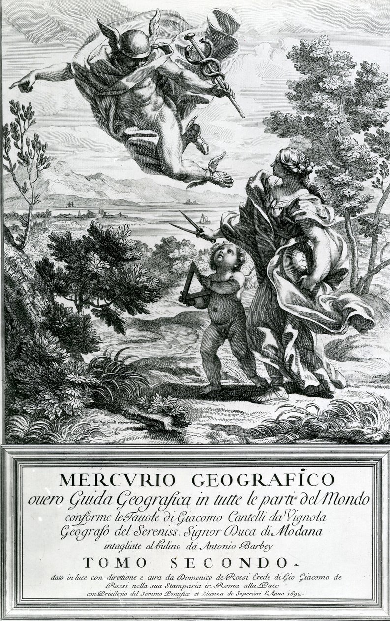 Merkur vedoucí geografie, 1692 od Giovanni Battista Gaulli