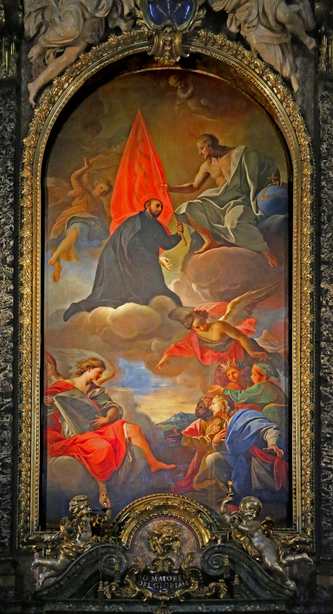 Obraz světce s Kristem, anděly a ctiteli od Giovanni Battista Gaulli