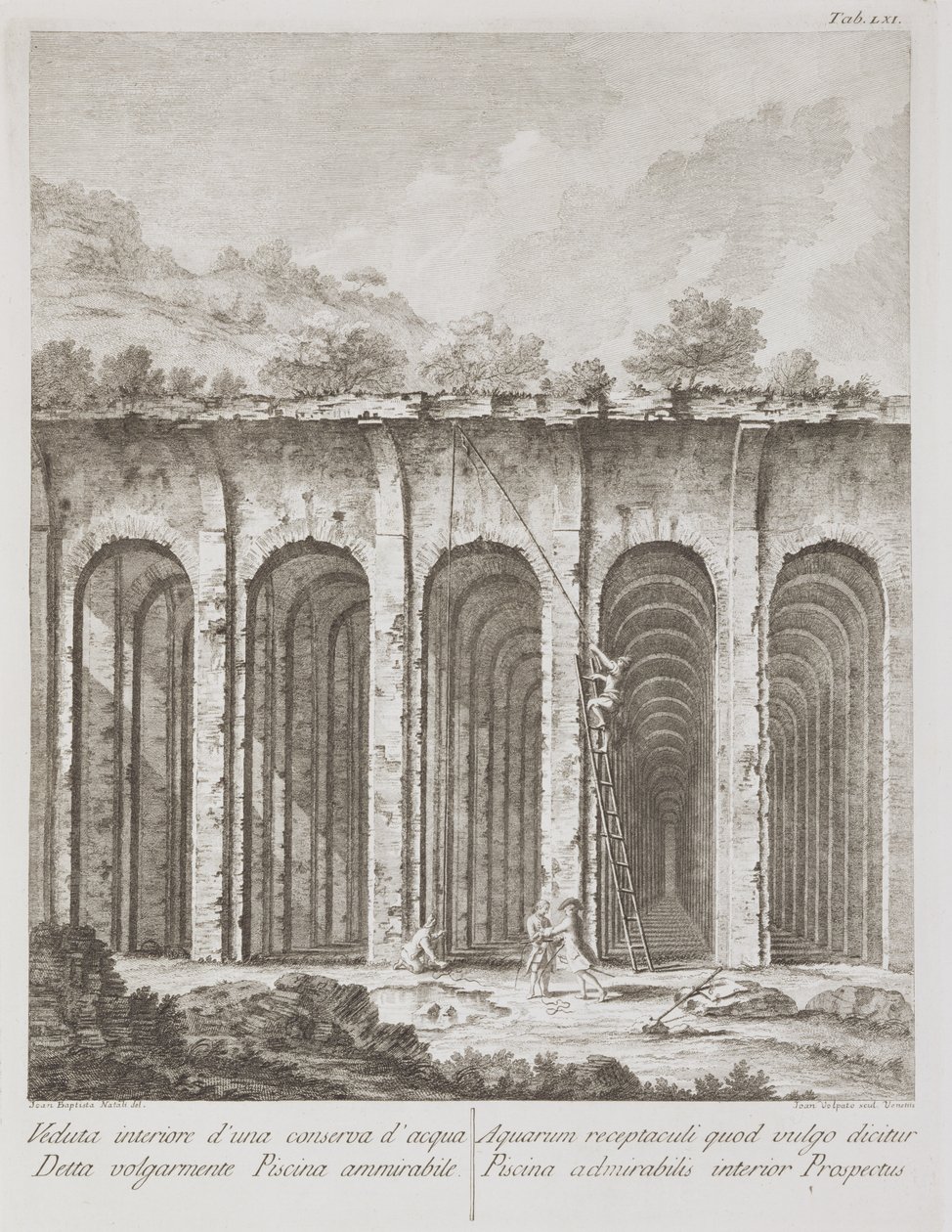 Piscina Mirabilis, ze zbytků starožitností existujících v Pozzuoli, Cuma a Baja od Paula Antonia Paoliho, vyryl Giovanni Volpato (1735-1803) od Giovanni Battista III Natali