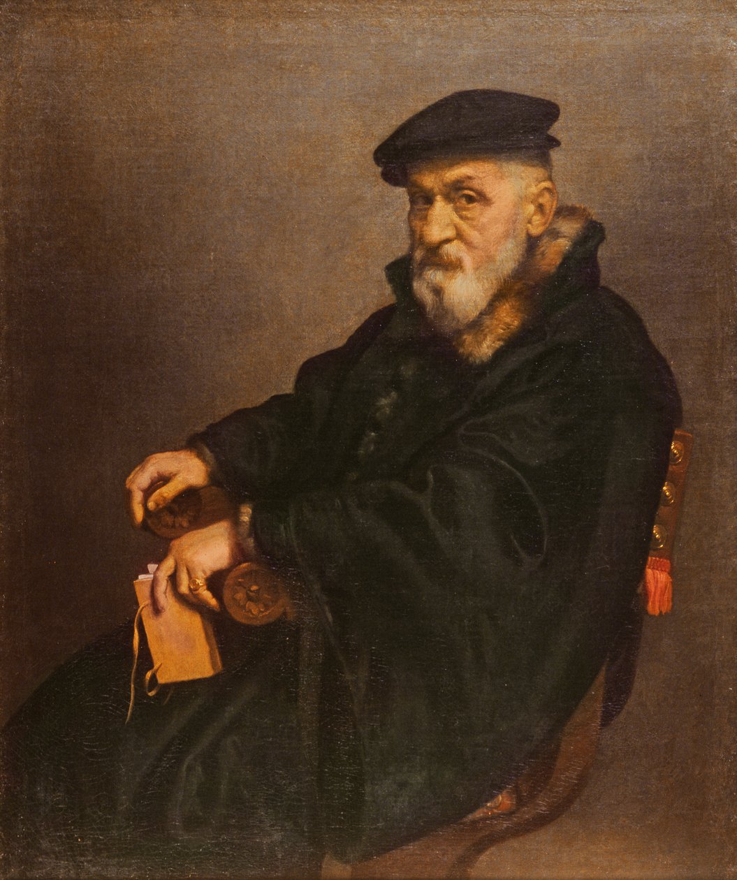 Portrét starého muže s knihou, možná Giovan Battista Seradobati, italský notář, po roce 1575 od Giovanni Battista Moroni