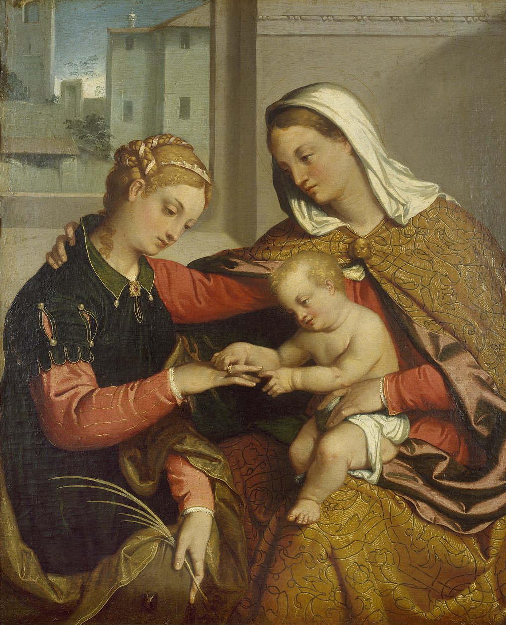 Mystická svatba svaté Kateřiny, 16. století od Giovanni Battista Moroni