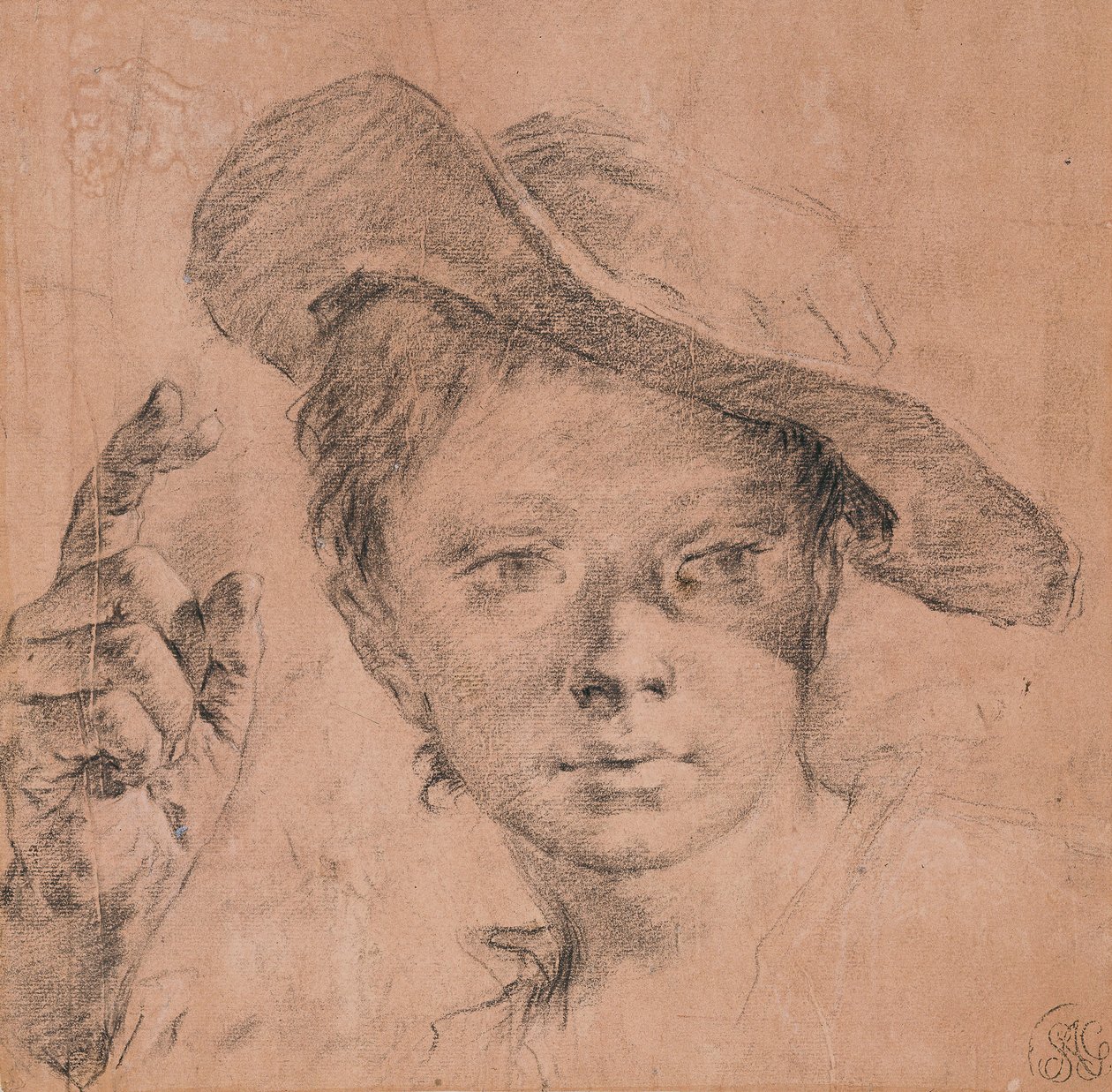 Portrét chlapce ukazujícího se zvednutou pravou rukou, c. 1740-1745 od Giovanni Battista Piazzetta